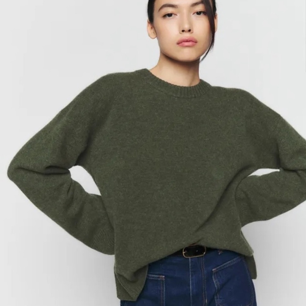 Reformation Green Calloway Crew Neck Sweater